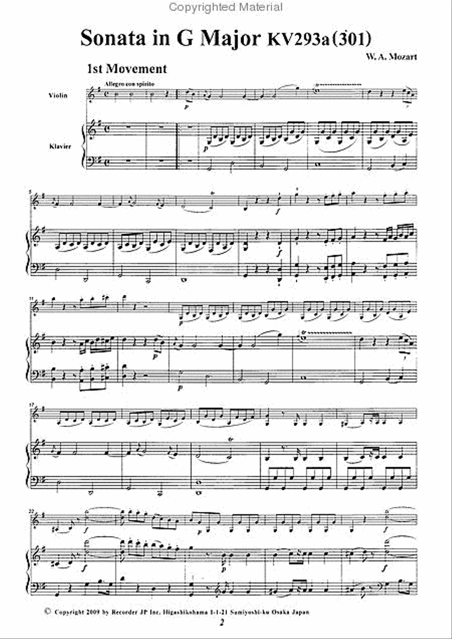 Flute Sonata in G Major, KV301 Flute Solo scores gallery preview page 3