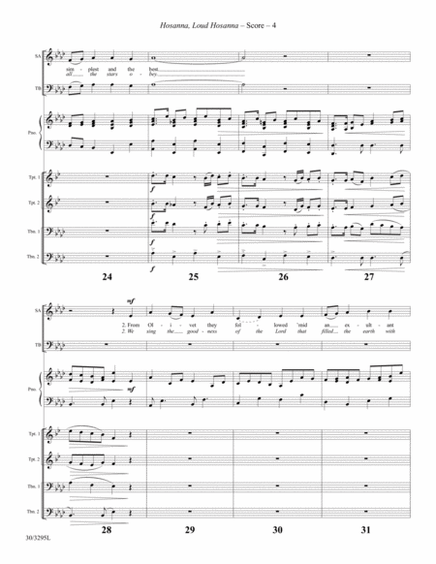 Hosanna, Loud Hosanna - Brass Quartet Score and Parts image number null