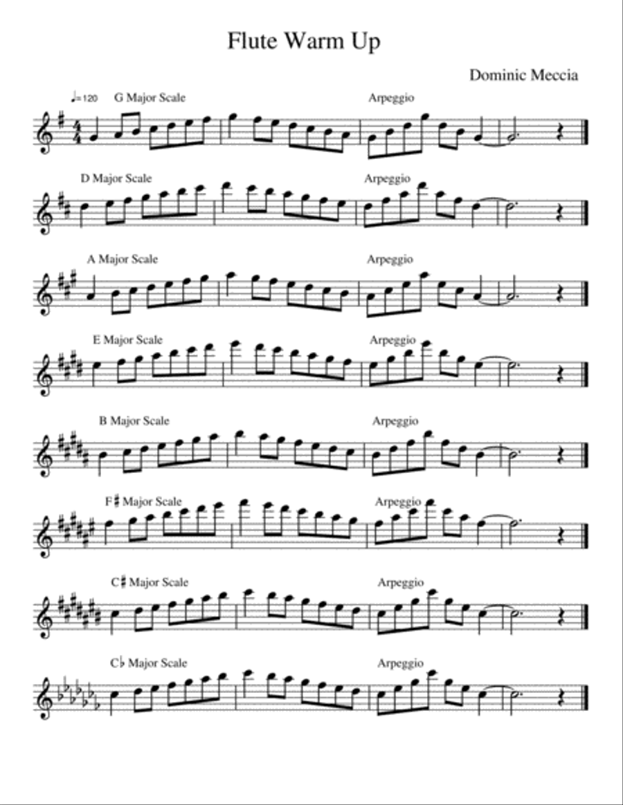 Flute Warm Up Flute Solo scores gallery preview page 1