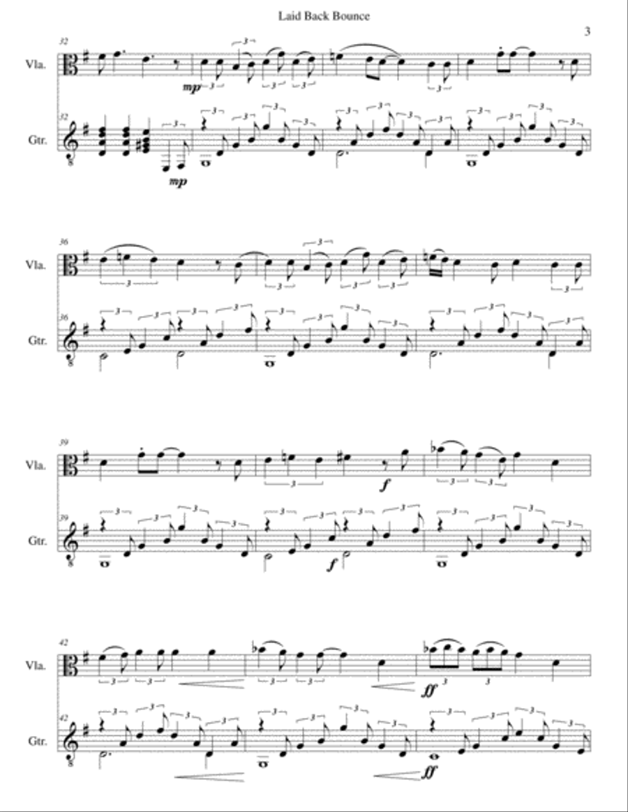 Laid back bounce for viola and guitar String Duet scores gallery preview page 3