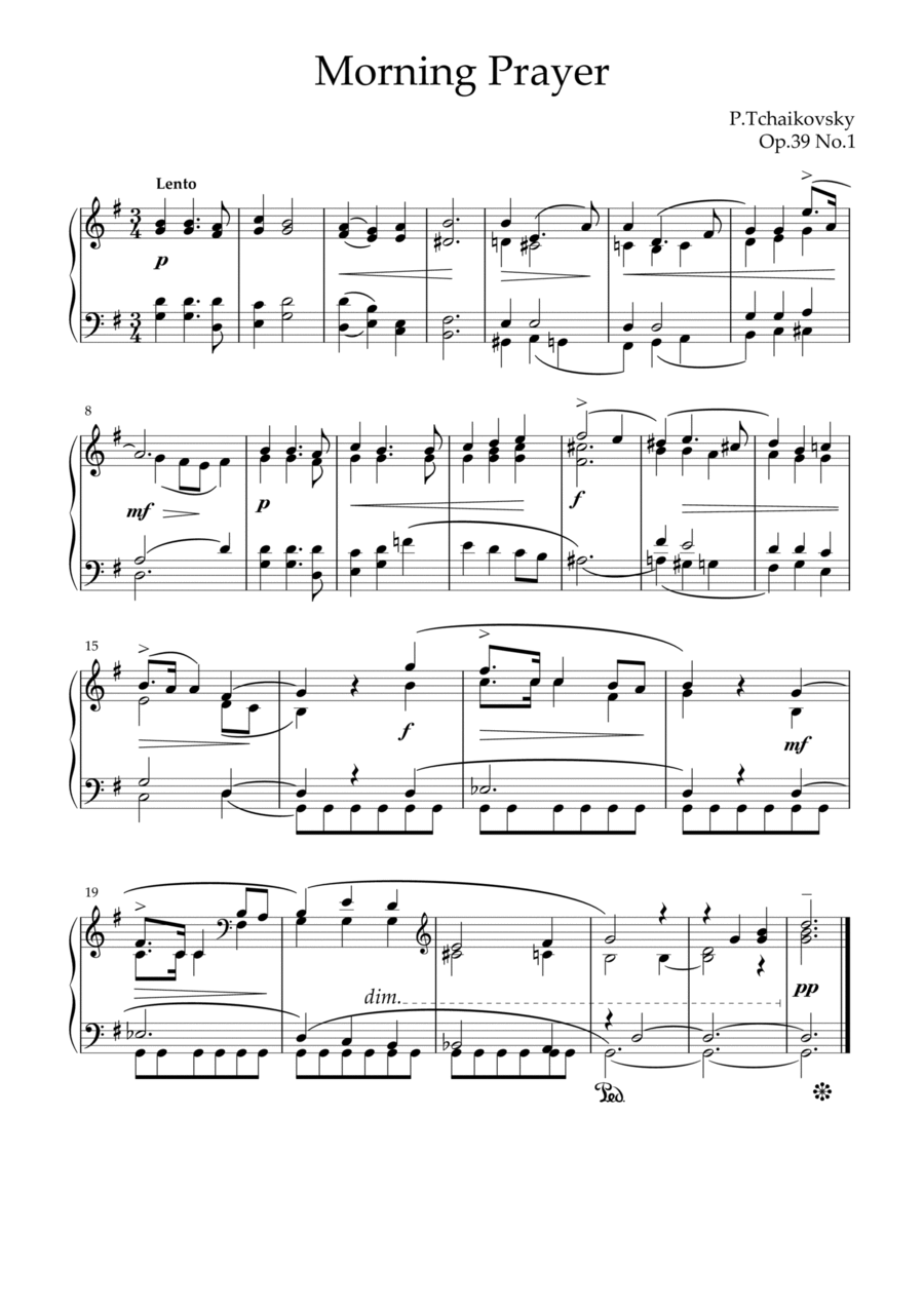 Morning Prayer - Op.39 No.1 Piano Solo scores gallery preview page 1