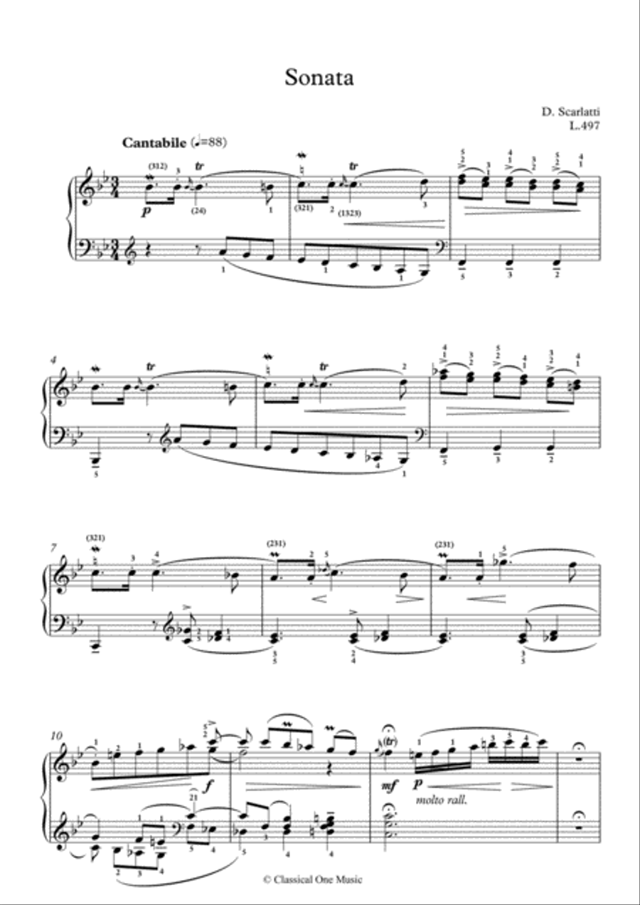 Scarlatti-Sonata in B-Major L.497 K.544(piano) Piano Solo scores gallery preview page 2