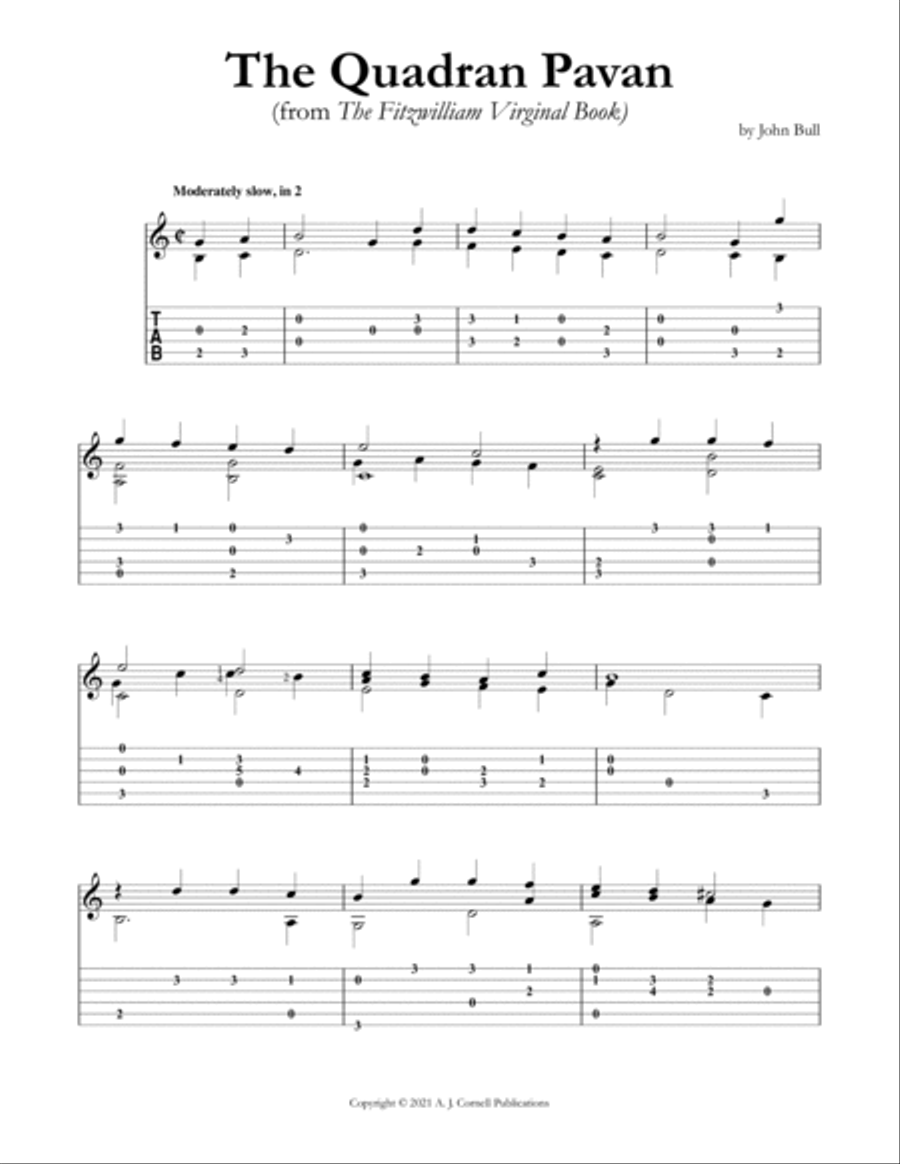 The Quadran Pavan The Quadran Pavan Classical Guitar scores gallery preview page 1