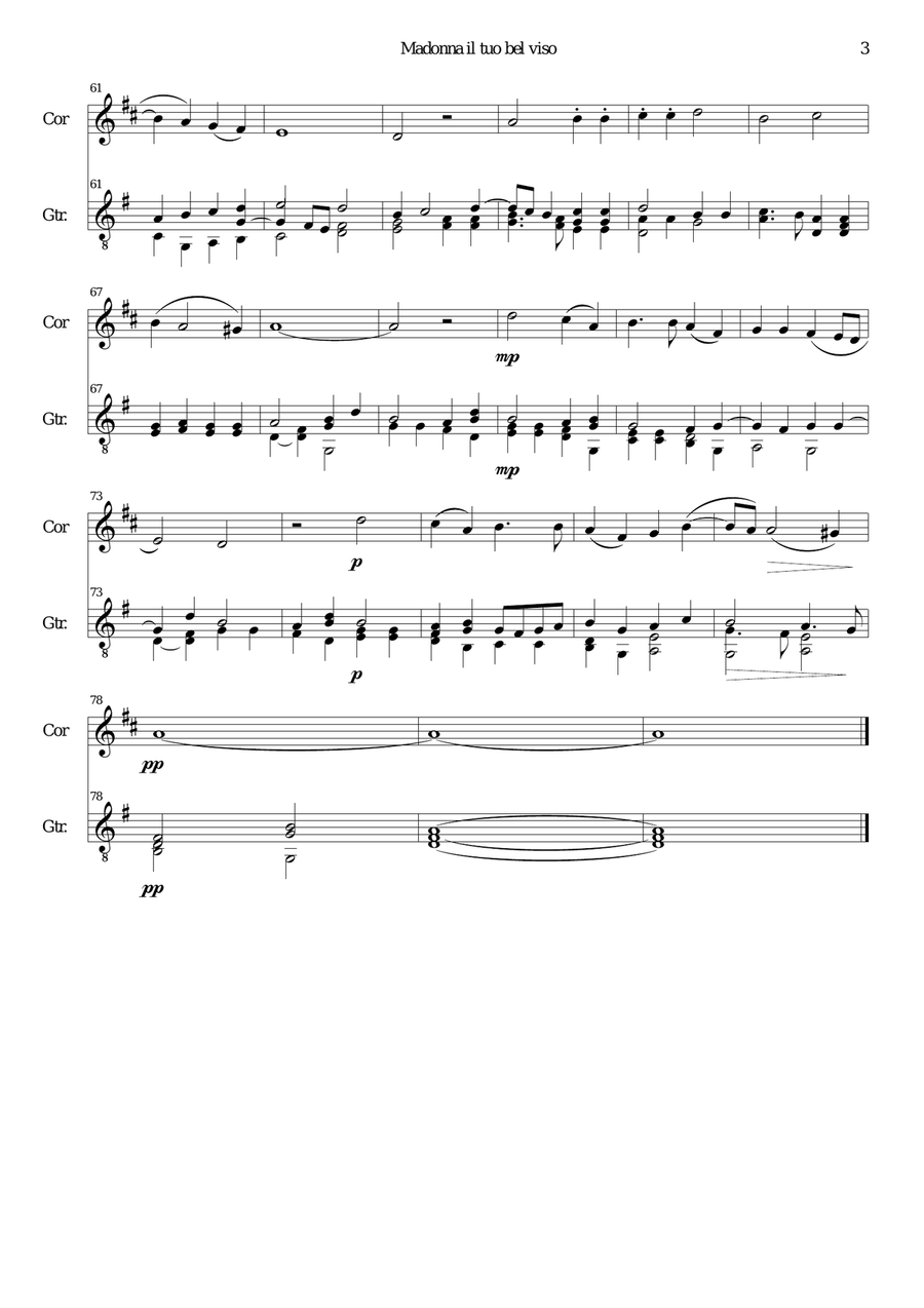 Madonna il tuo bel viso for cor anglais and guitar English Horn scores gallery preview page 3