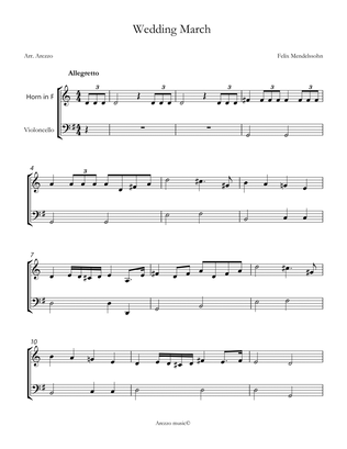wedding march mendelssohn Horn and Cello sheet music