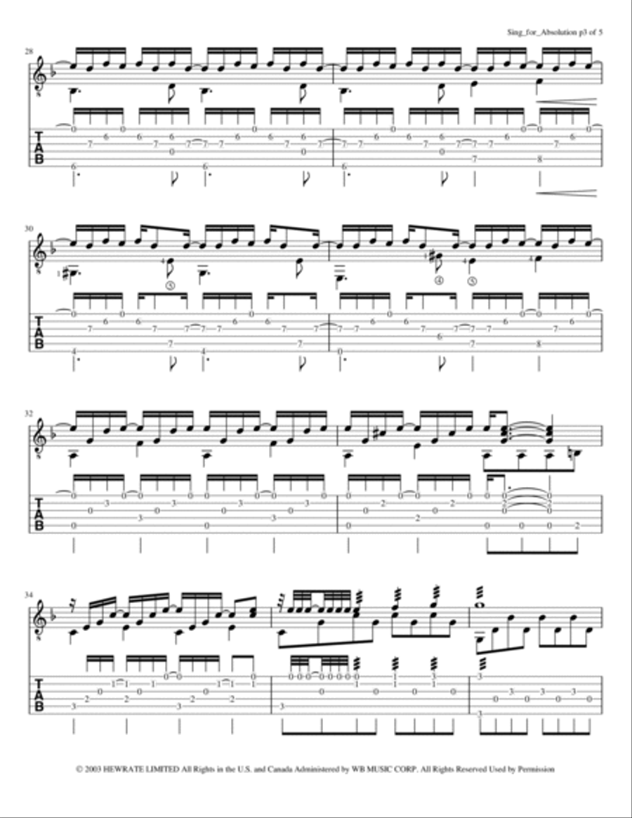 Sing For Absolution Guitar Tablature scores gallery preview page 4
