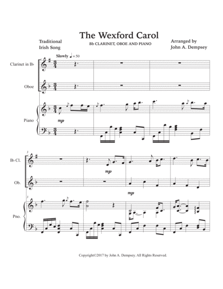 The Wexford Carol (Trio for Oboe, Clarinet and Piano) image number null