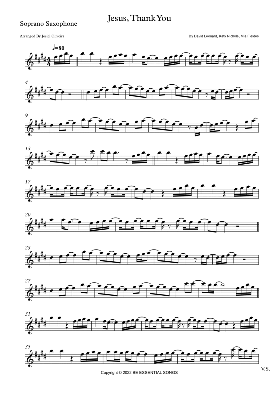 Jesus, Thank You Soprano Saxophone scores gallery preview page 1