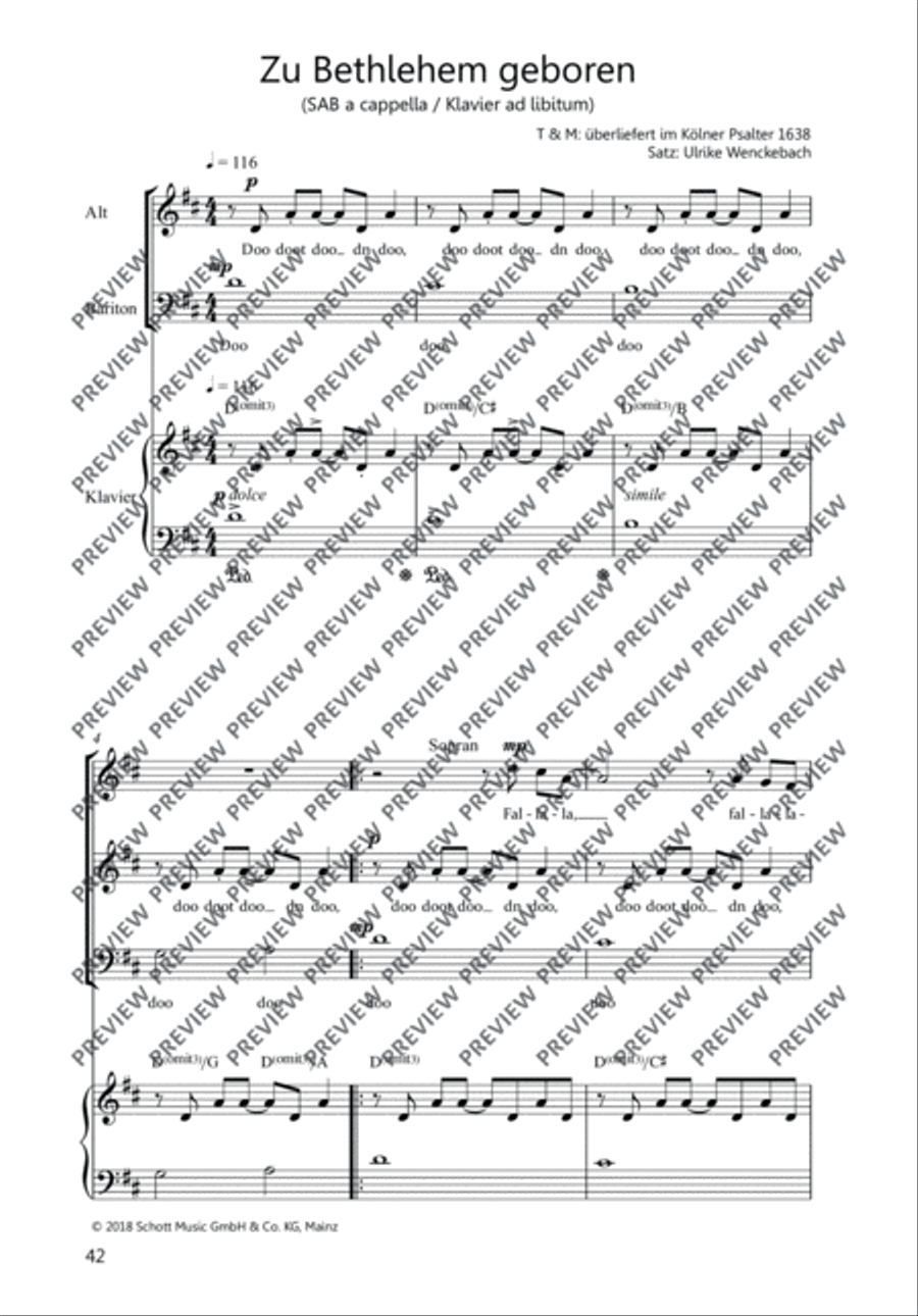 Zu Bethlehem geboren Zu Bethlehem geboren 3-Part scores gallery preview page 2