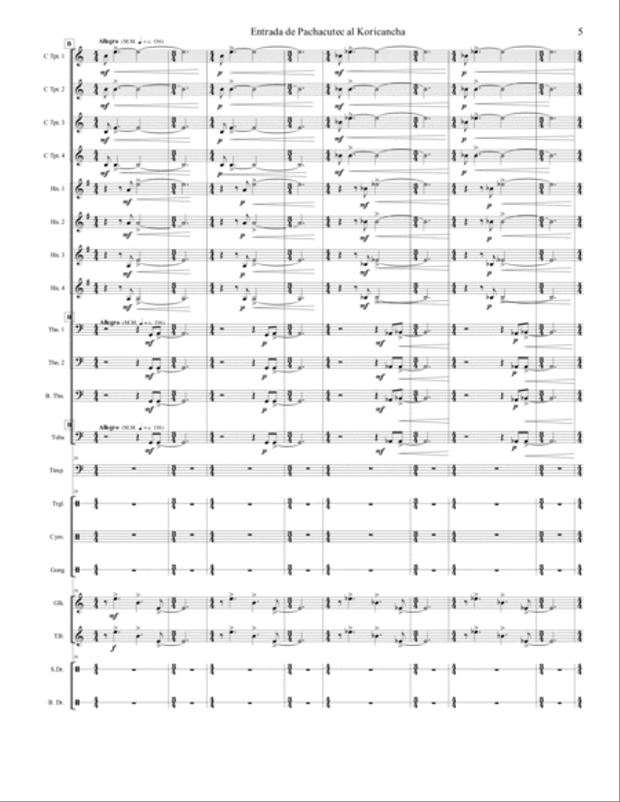 Entrada de Pachacutec al Koricancha, Op. 7b (Fanfarria Andina para bronces y percusión) Large Ensemble scores gallery preview page 5