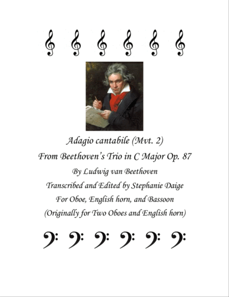 Adagio cantabile (mvt. 2) from Beethoven Trio in C Major, Op. 87, for Oboe, English horn, and Bassoo Woodwind Trio scores gallery preview page 1