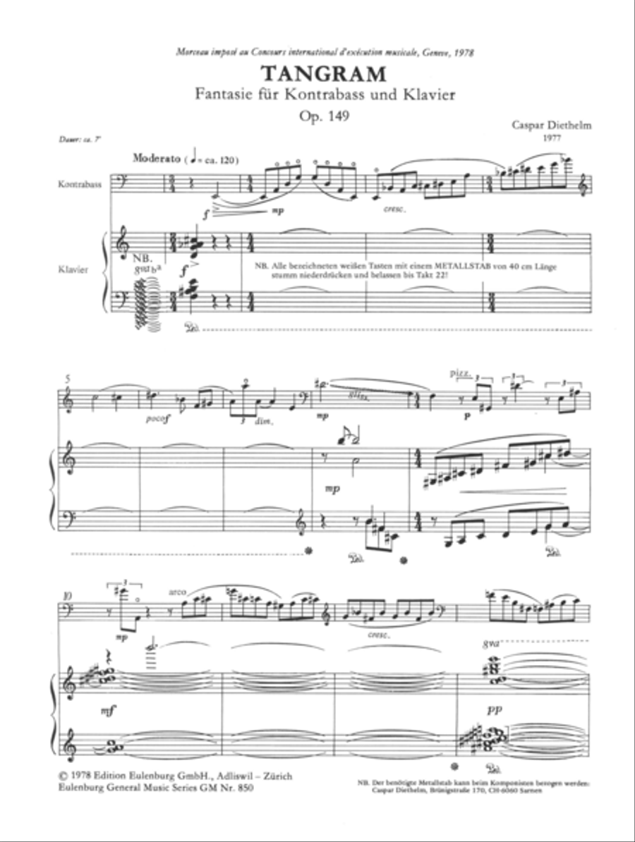 Tangram, Fantasia for double bass Double Bass scores gallery preview page 2