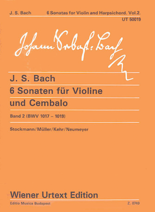 Book cover for 6 Sonaten FÜr Violine Bwv 1017-1019