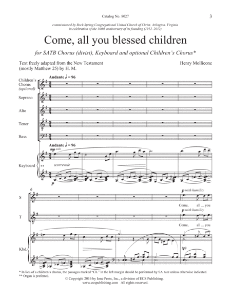 Come, all you blessed children (Downloadable)