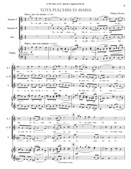 Tota Pulchra es Maria by William Hawley SSA - Digital Sheet Music