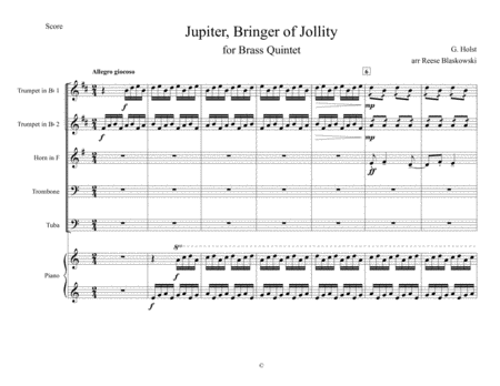 The Planets: Jupiter for Brass Quintet and Piano image number null