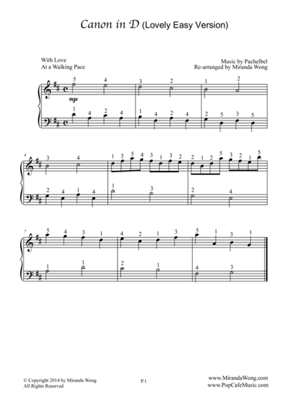 Canon in D - Best Children Piano Music (With Fingerings) image number null