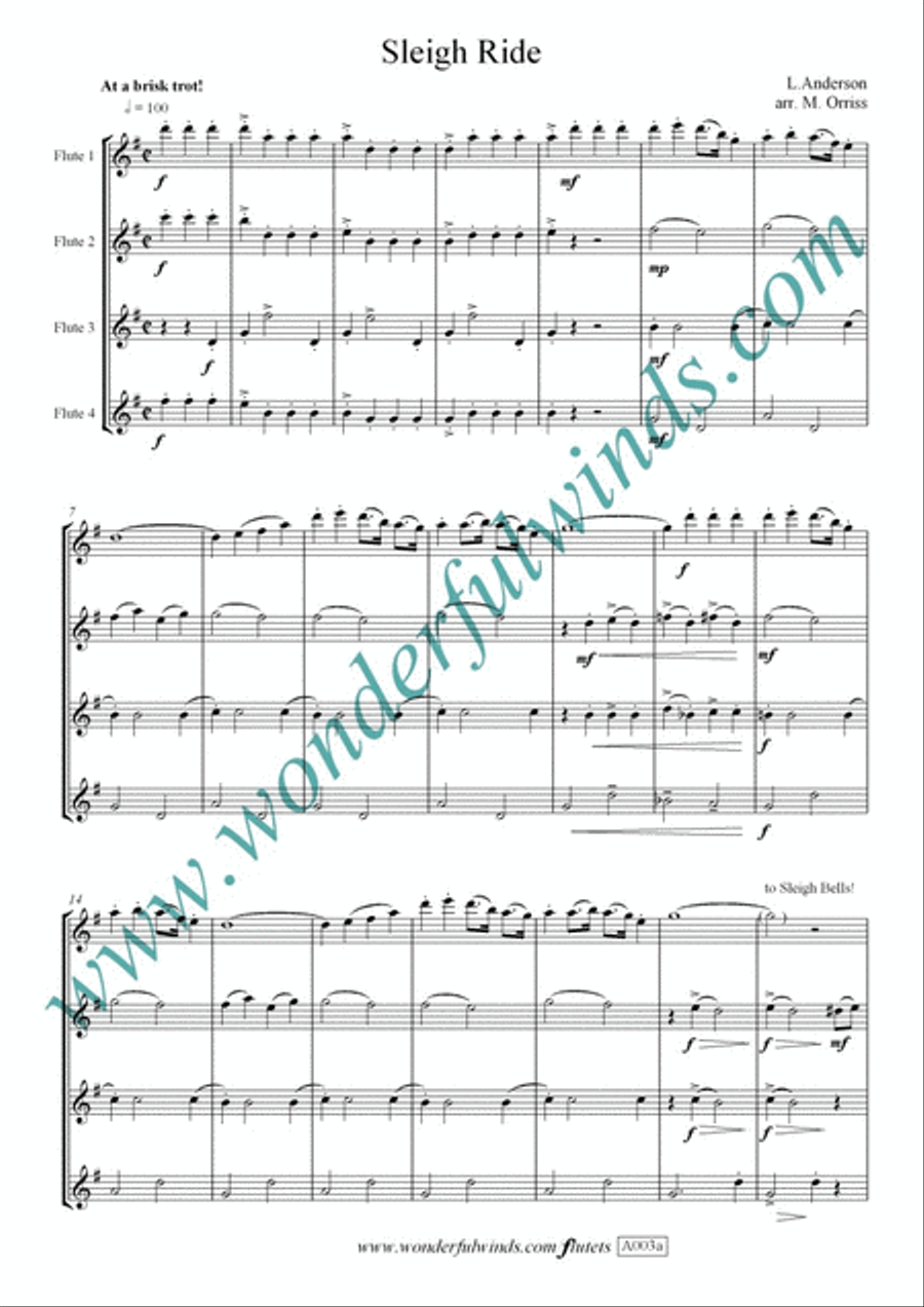Sleigh Ride Sleigh Ride Flute Quartet scores gallery preview page 2