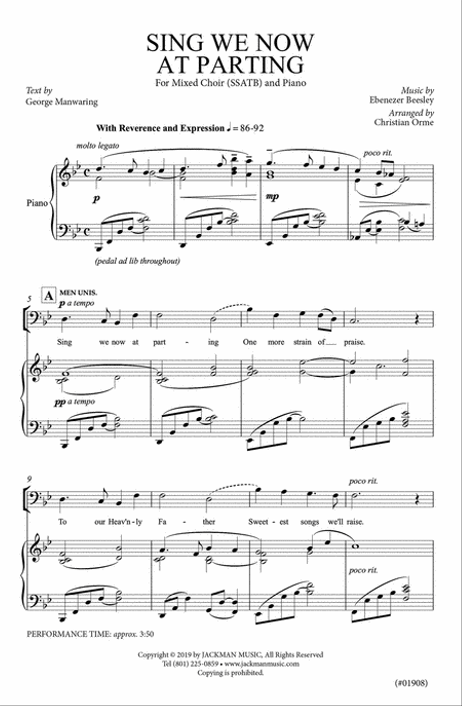 Sing We Now at Parting - SSATB SSATB scores gallery preview page 2