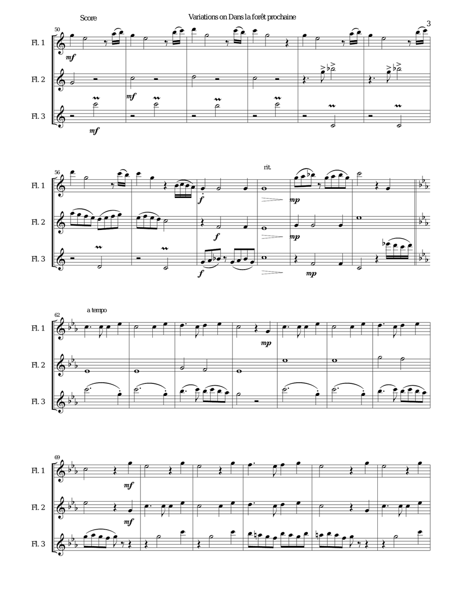 Dans la forêt prochaine (The Cuckoo in the forest) for 3 flutes Flute Solo scores gallery preview page 3