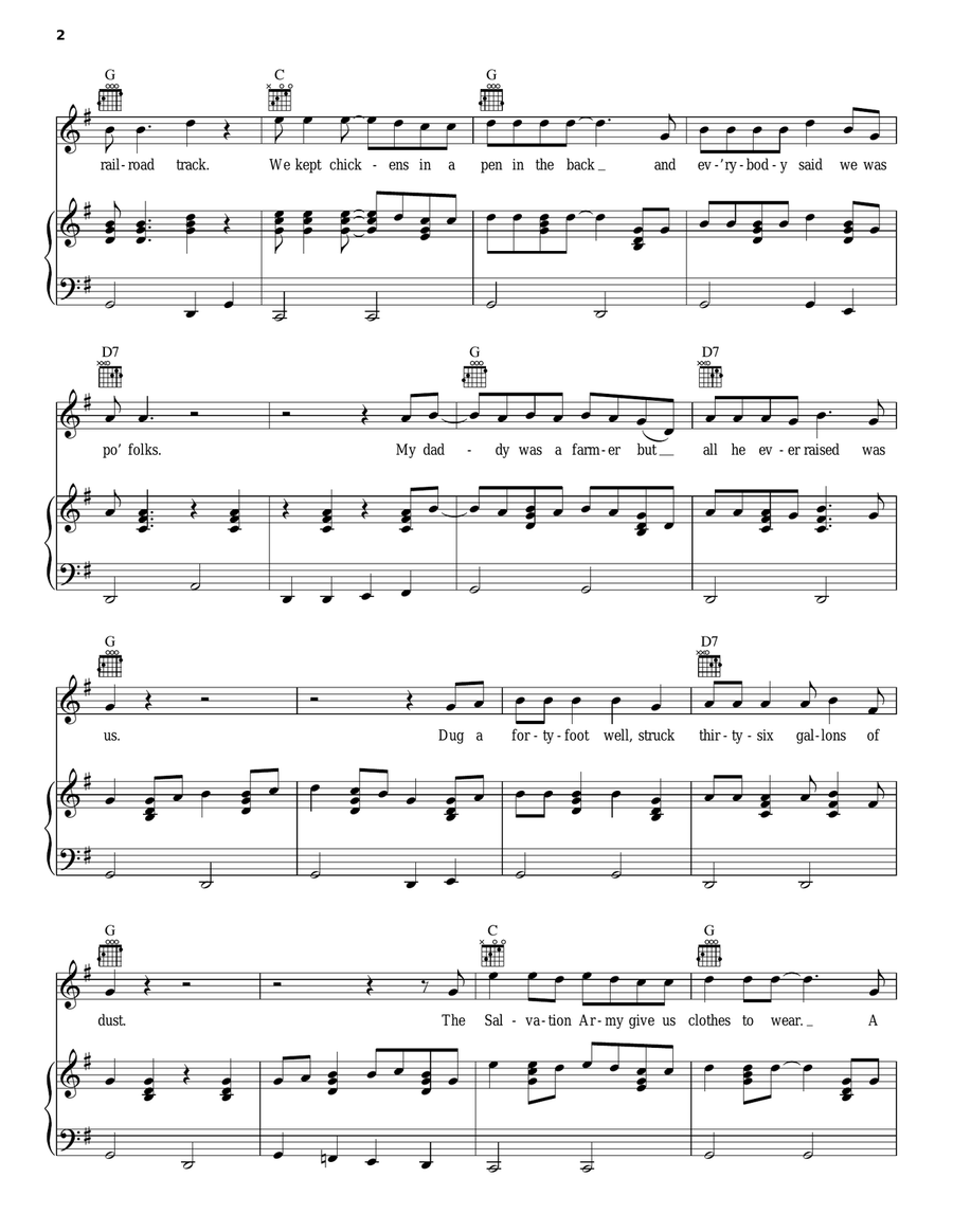 Po' Folks Po' Folks Piano, Vocal, Guitar scores gallery preview page 2