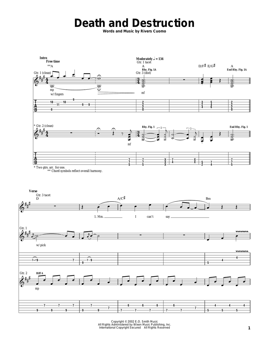 Death And Destruction Death And Destruction Guitar Tablature scores gallery preview page 1