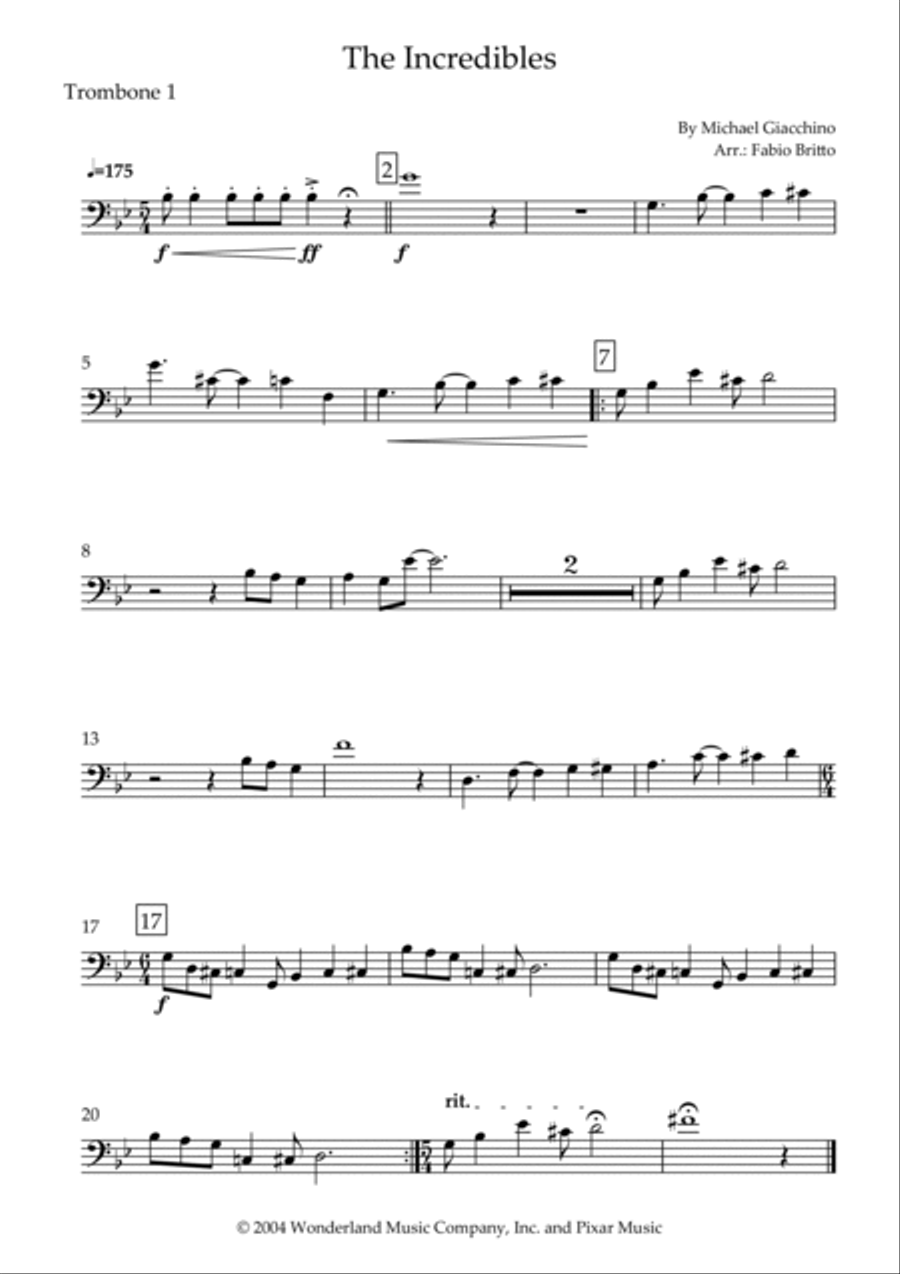 The Incredibles (main Theme) Trombone Trio scores gallery preview page 3