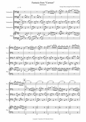 Intermezzo (Fantasia from Carmen) for Cello Quartet