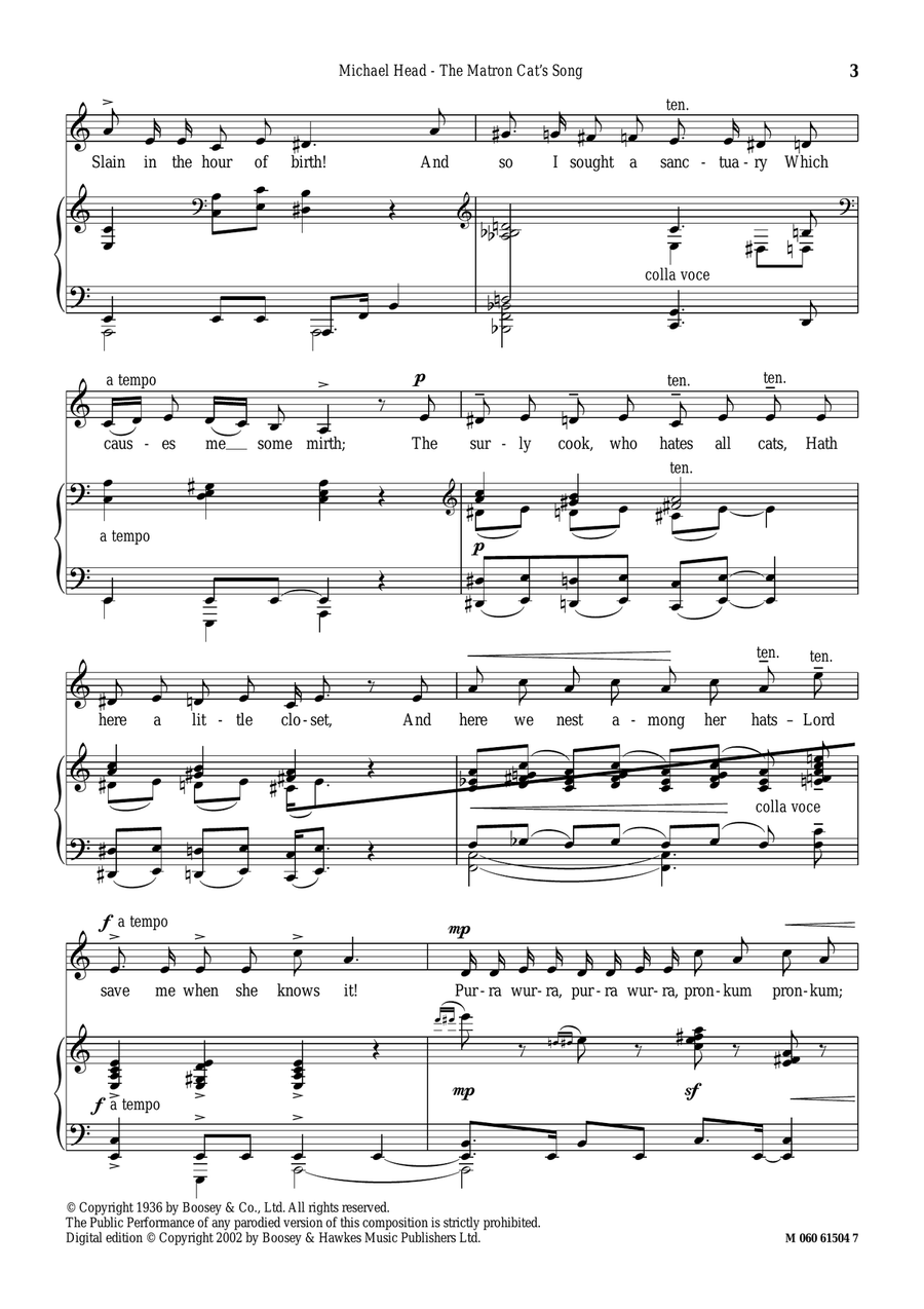 The Matron Cat's Song The Matron Cat's Song Piano, Vocal scores gallery preview page 3