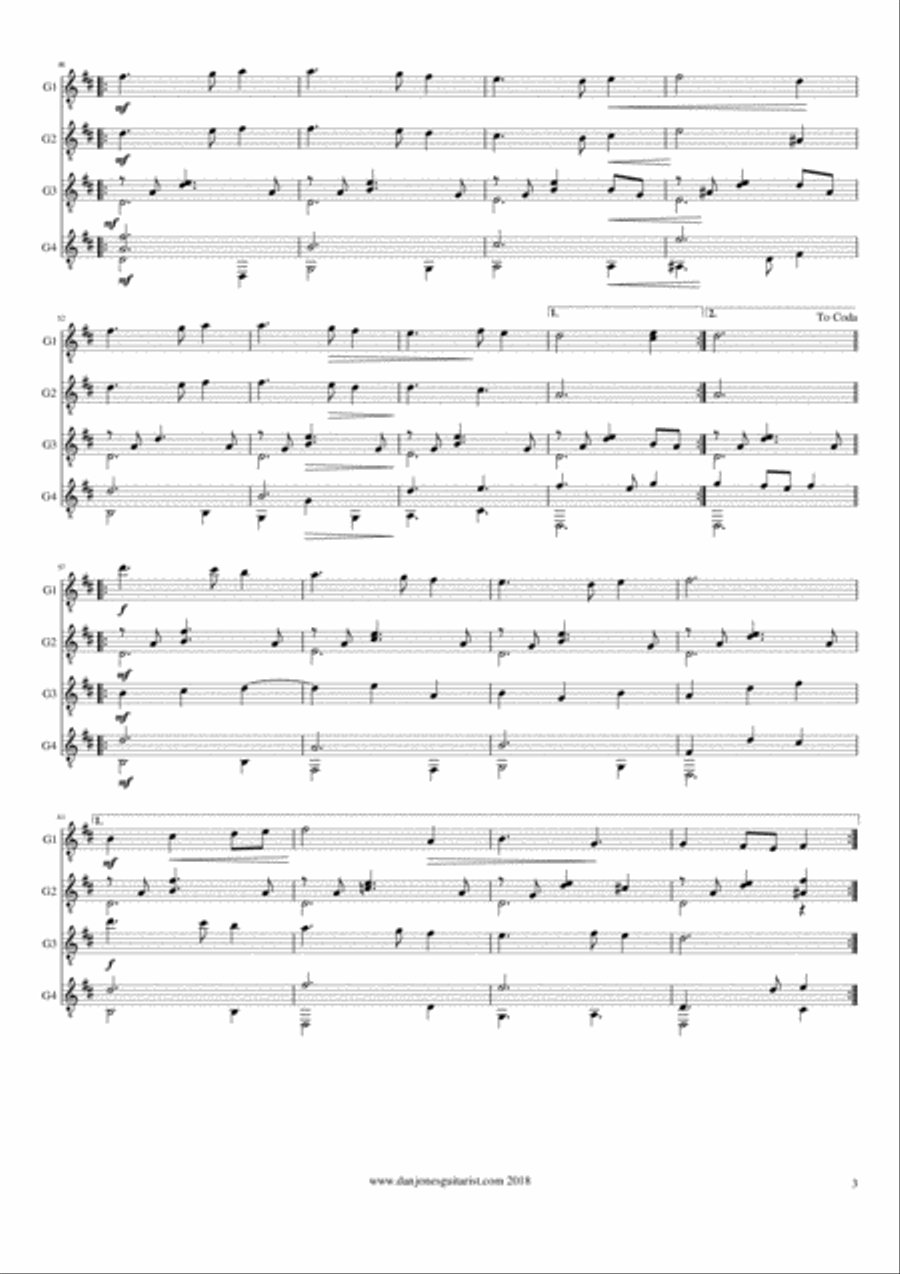 Fuga on El Noi de la Mare Guitar Ensemble scores gallery preview page 3