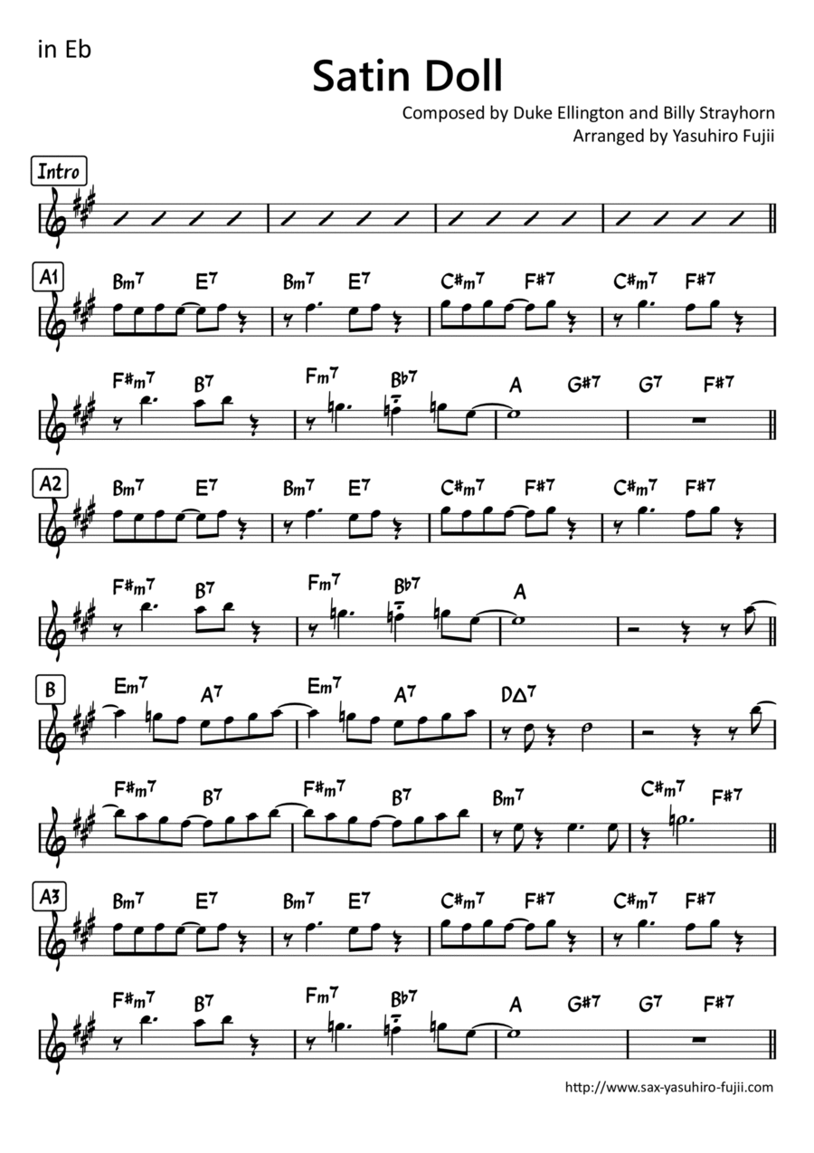 Satin Doll Alto Saxophone scores gallery preview page 1
