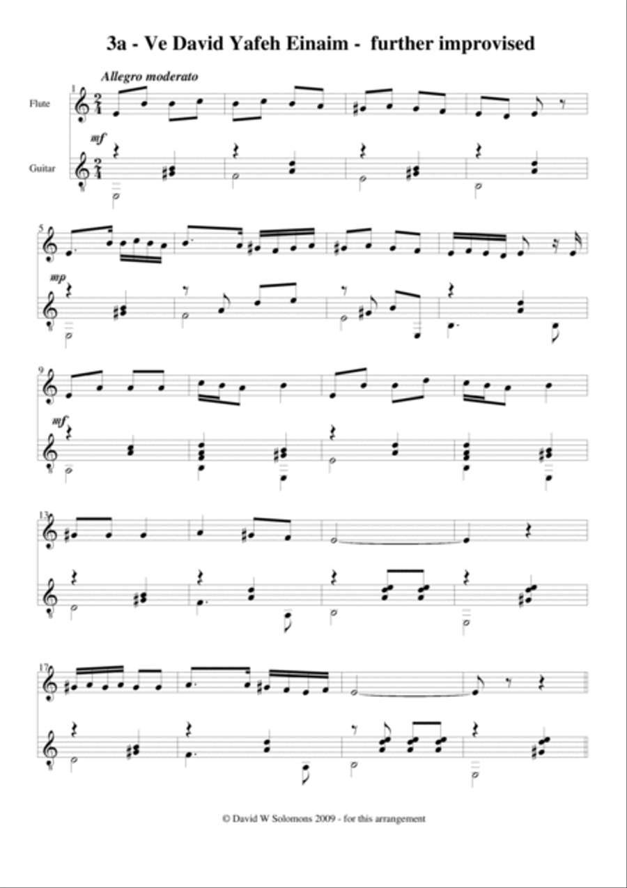 Ve-David yafeh einayim (And David had beautiful eyes) for flute and guitar Flute scores gallery preview page 3
