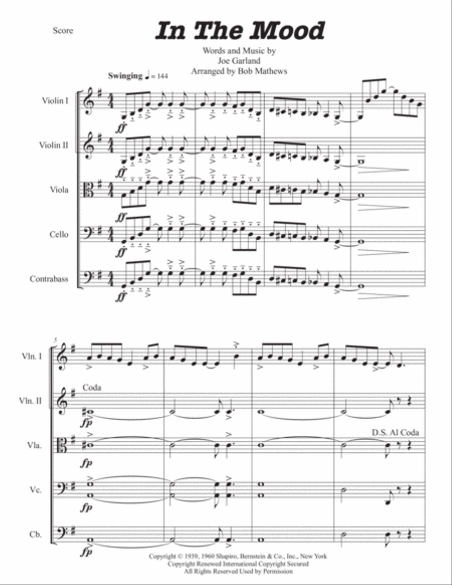 In The Mood String Quartet scores gallery preview page 1