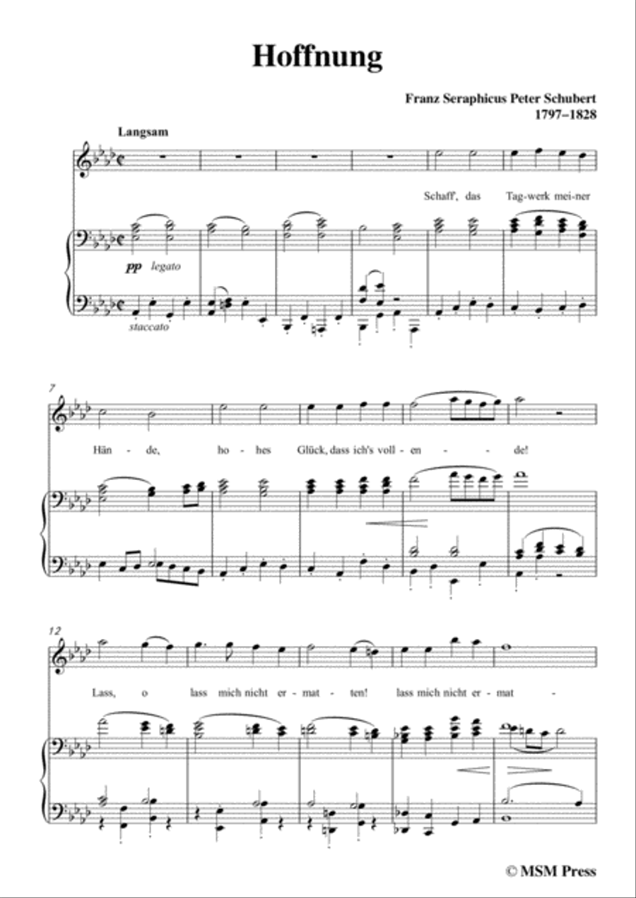 Schubert-Hoffnung,in A flat Major,for Voice&Piano Voice scores gallery preview page 3