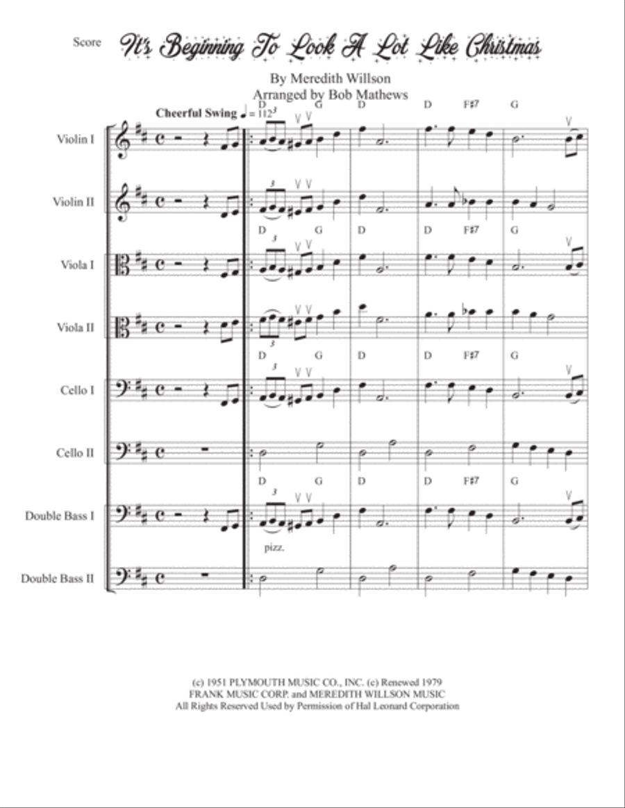 It's Beginning To Look Like Christmas String Quartet scores gallery preview page 1