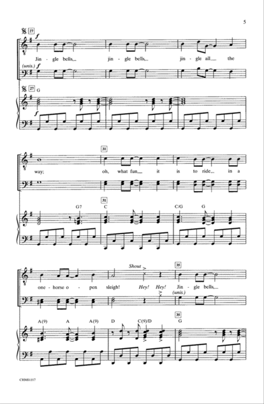 J.B.M.C.A. (Jingle Bells, Merry Christmas to All) Choir scores gallery preview page 4