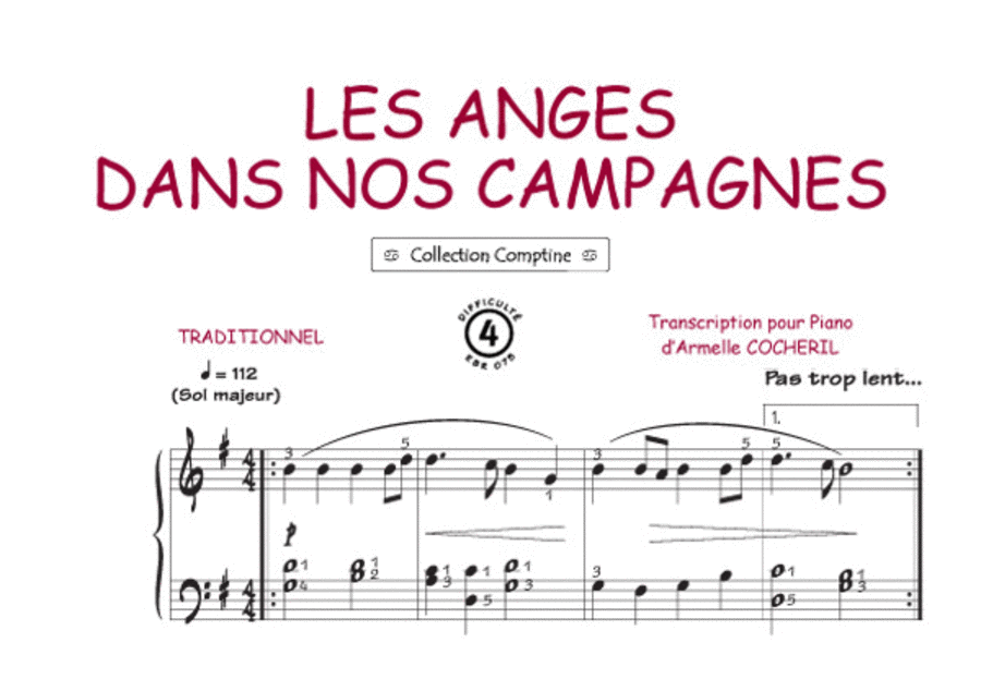 Nos anges dans nos campagnes (Comptine) Guitar Tablature scores gallery preview page 1