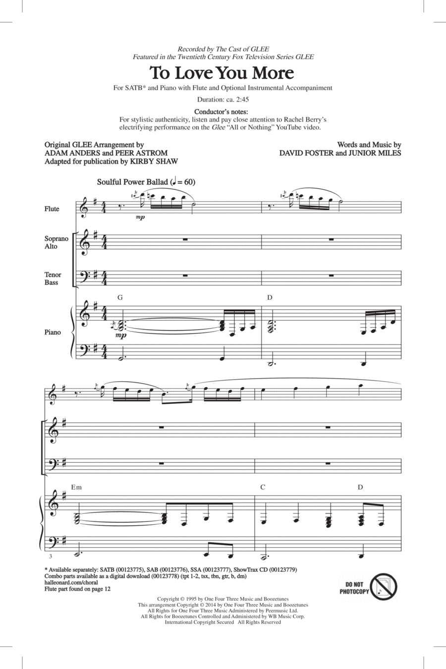 To Love You More 4-Part scores gallery preview page 1