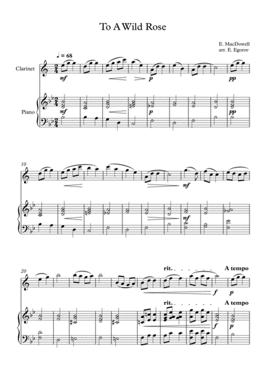 To A Wild Rose, Edward MacDowell, For Clarinet & Piano image number null