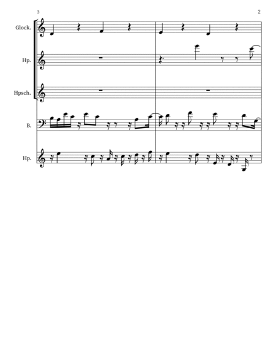 Z 122 for glockenspiel, harps, harpsichord, upright bass Double Bass scores gallery preview page 2