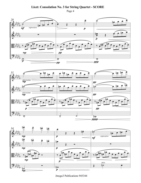 Liszt: Consolation No. 3 for String Quartet image number null