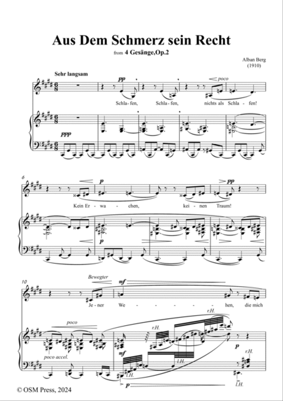 Alban Berg-Aus Dem Schmerz sein Recht(1910),in c sharp minor,Op.2 No.1 Voice scores gallery preview page 2