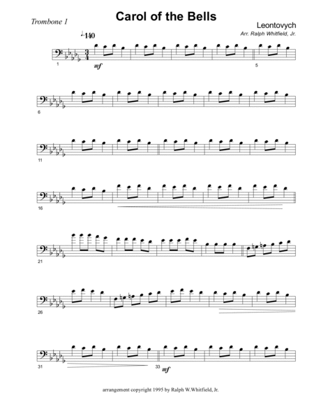Carol of the Bells - Trombone Quartet/Choir image number null