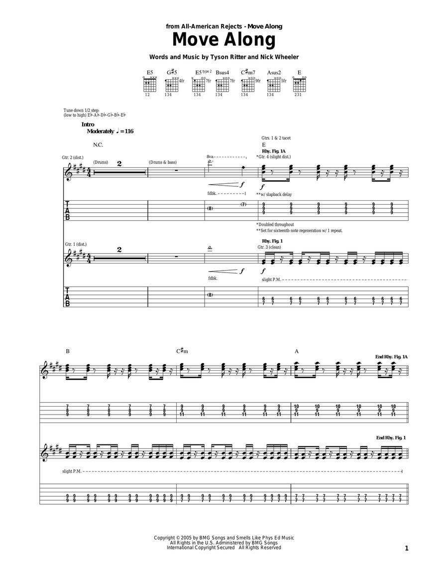 Move Along Acoustic Guitar scores gallery preview page 1