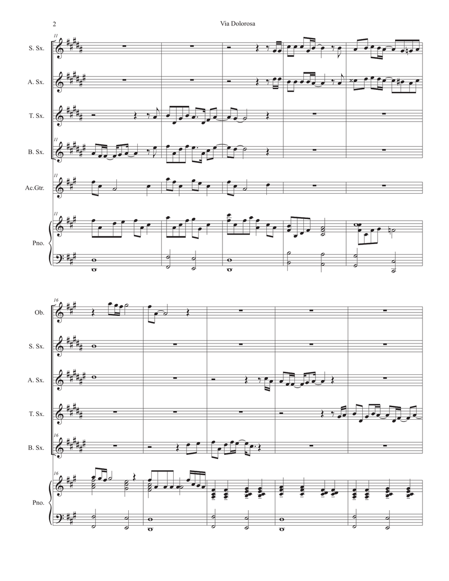Via Dolorosa Saxophone Quartet scores gallery preview page 2