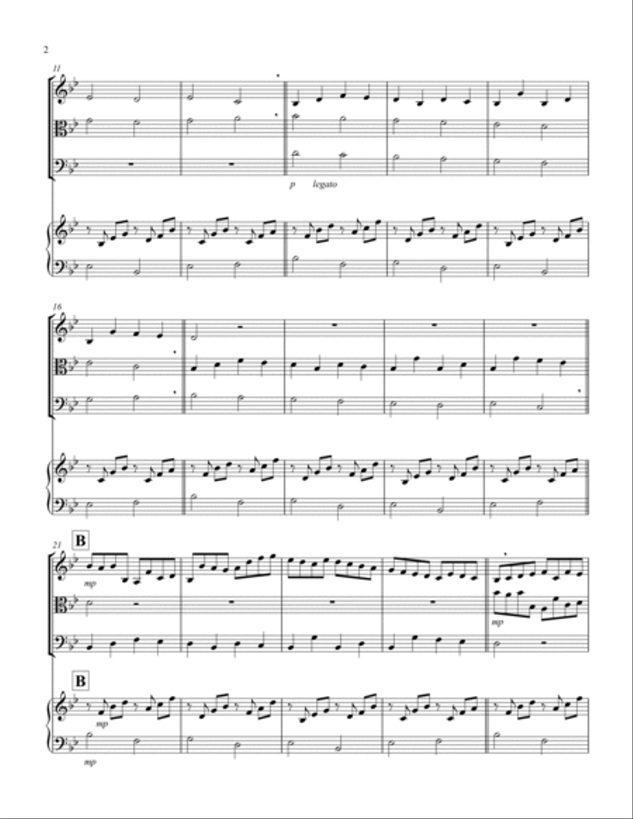 Canon (Pachelbel) (Bb) (String Trio - 1 Violin, 1 Viola, 1 Cello), Keyboard) String Trio scores gallery preview page 2
