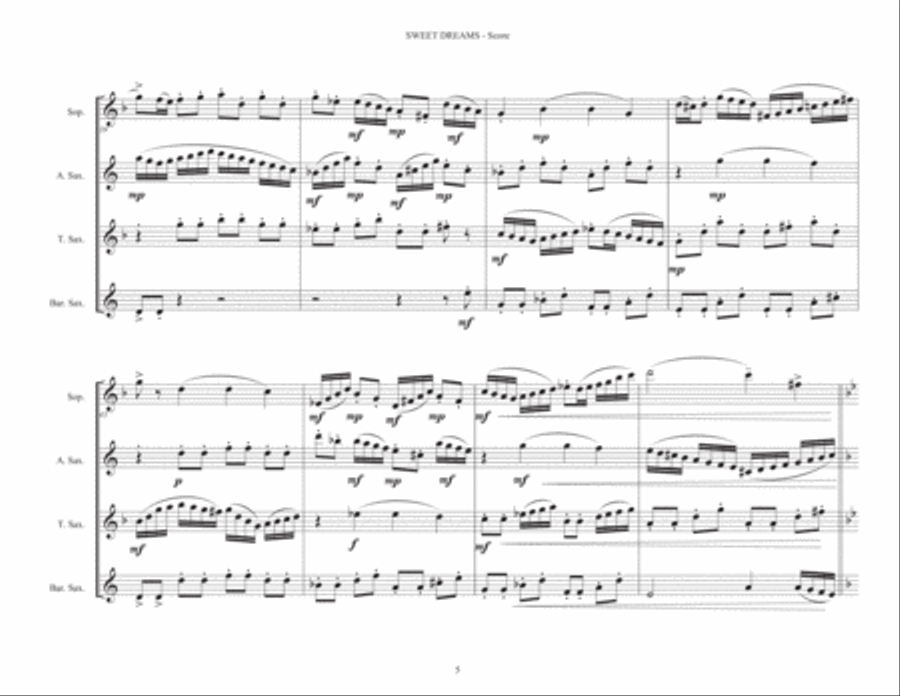 Sweet Dreams (Are Made Of This) Woodwind Quartet scores gallery preview page 5