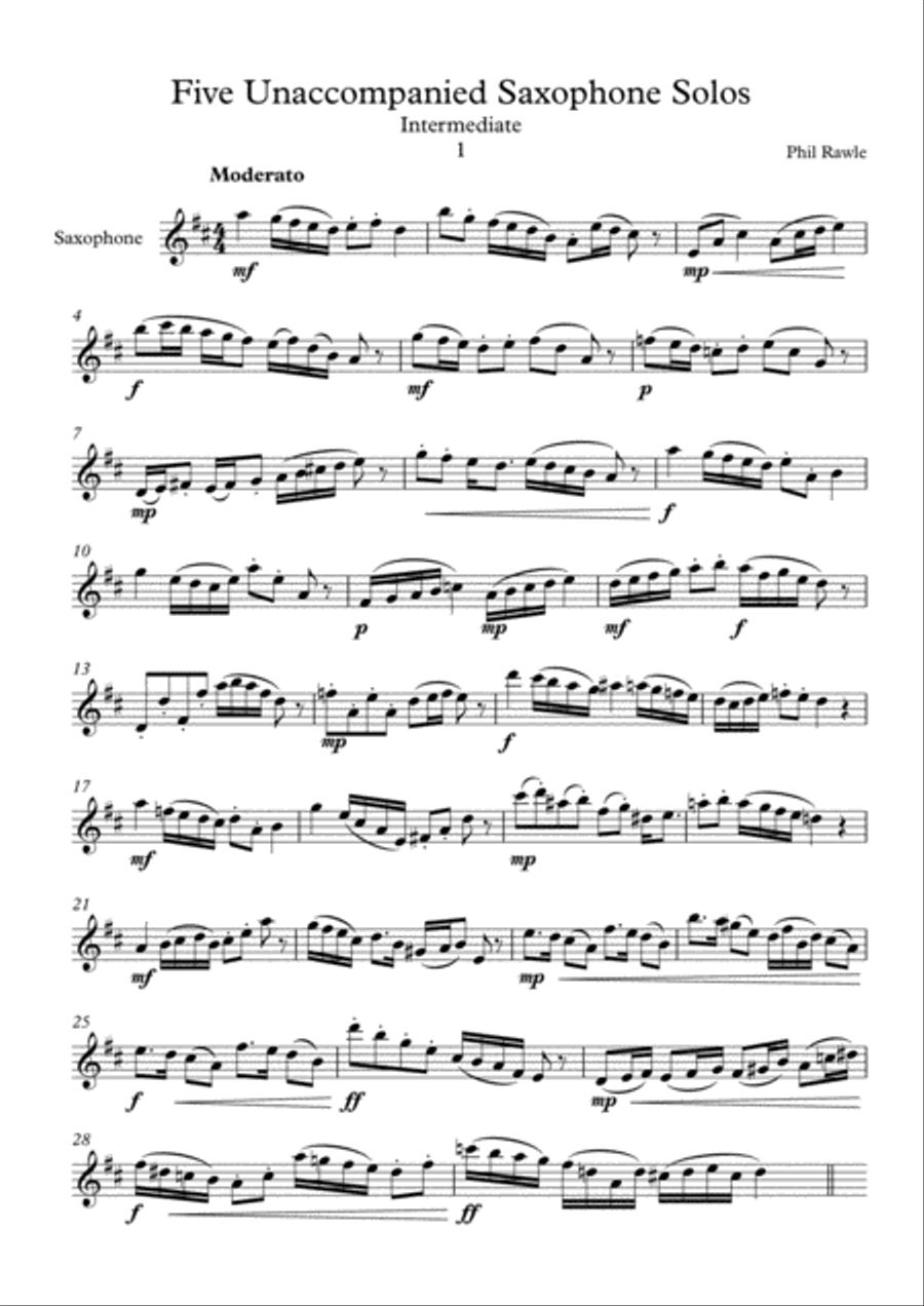 Five Unaccompanied Saxophone Solos - Intermediate image number null