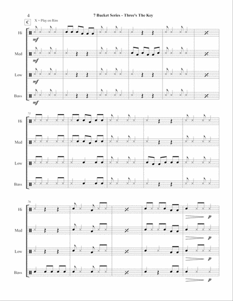7 Bucket Series - Three's The Key Percussion Ensemble scores gallery preview page 6