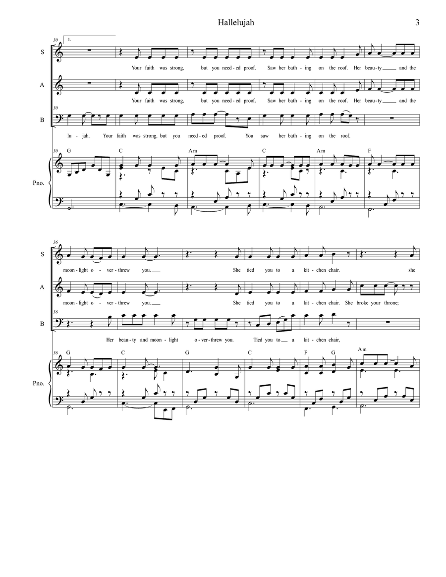 Hallelujah Hallelujah Piano, Vocal scores gallery preview page 3